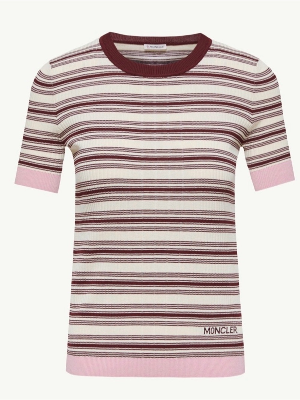 Moncler Girocollo Tricot Cream Short-Sleeve Knit Top